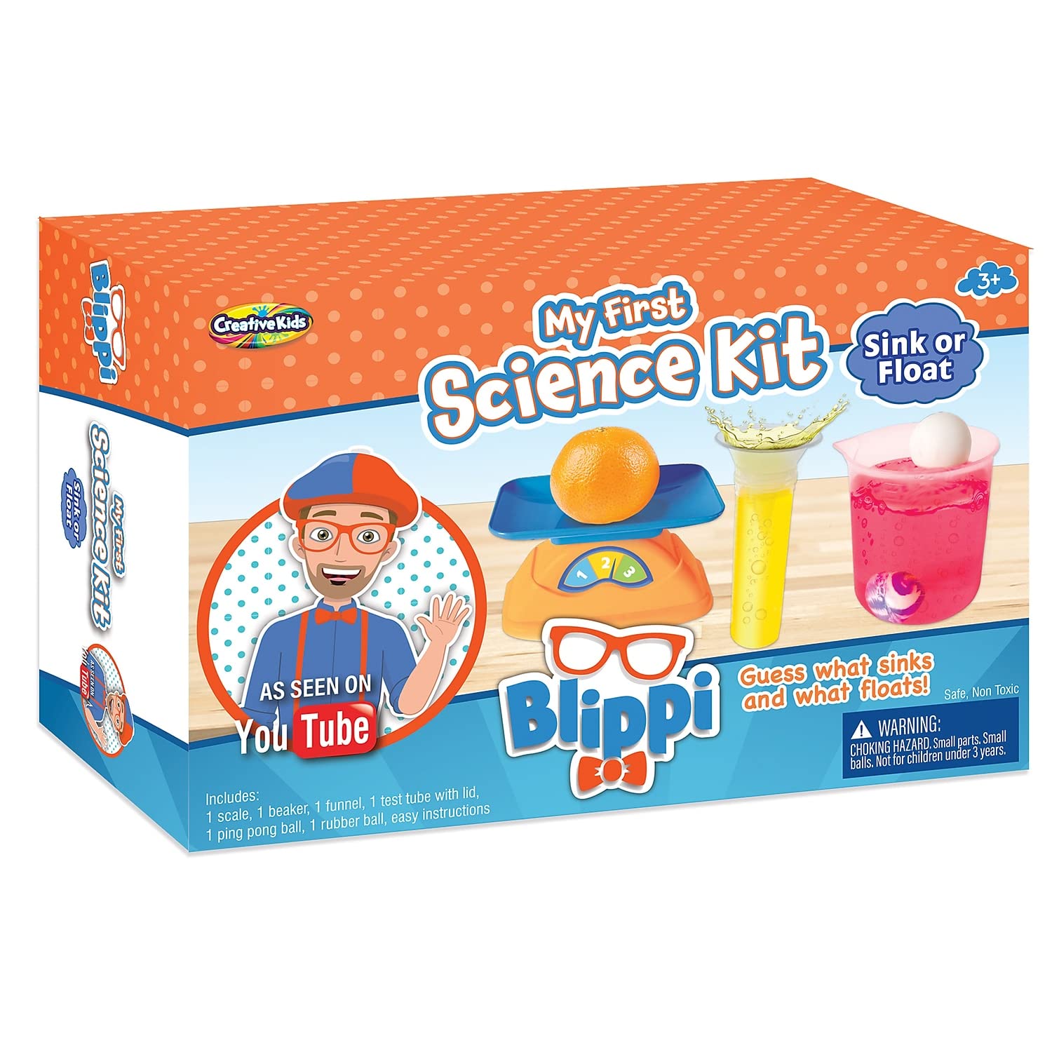 Be Amazing! Toys Blippi Sink or Float funnel aids experiment setup and pouring.