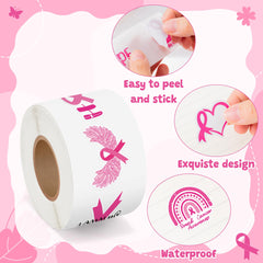 BeYumi pink ribbon sticker closeup symbol of support on gear.
