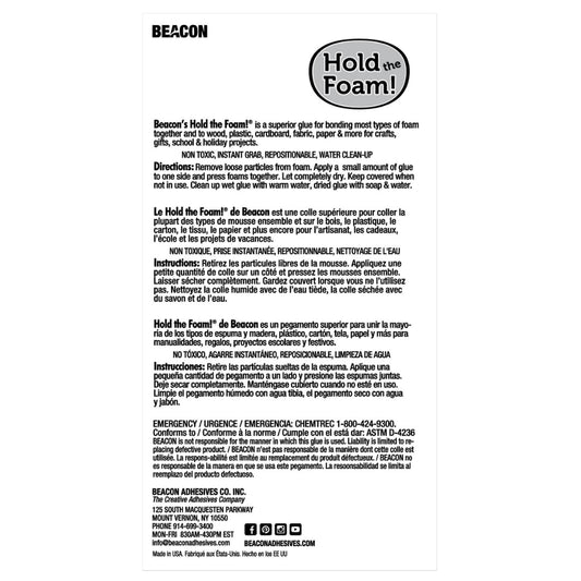 Beacon Hold The Foam Glue in use shows instant grab capability.