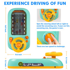 Beacron steering wheel toy featuring horn and start button for interactive play.