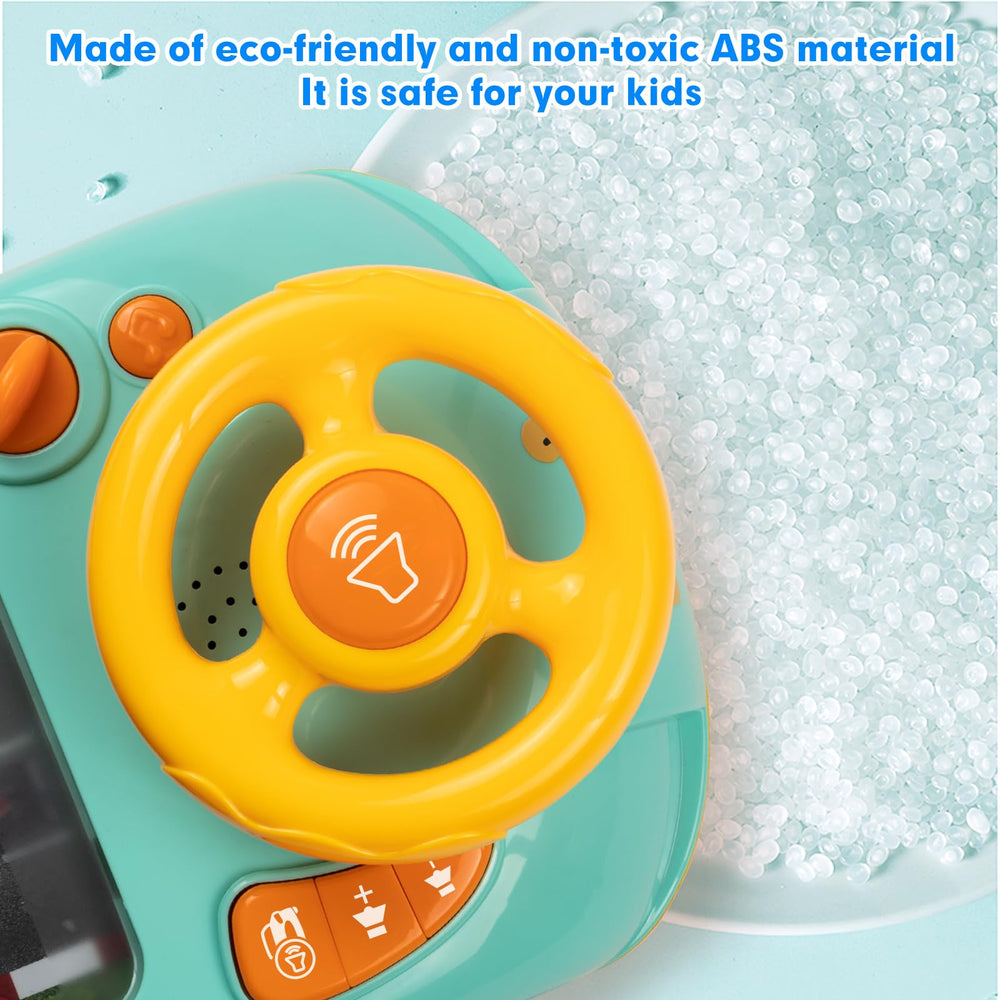 Beacron steering wheel toy with safe ABS design and suction cups.