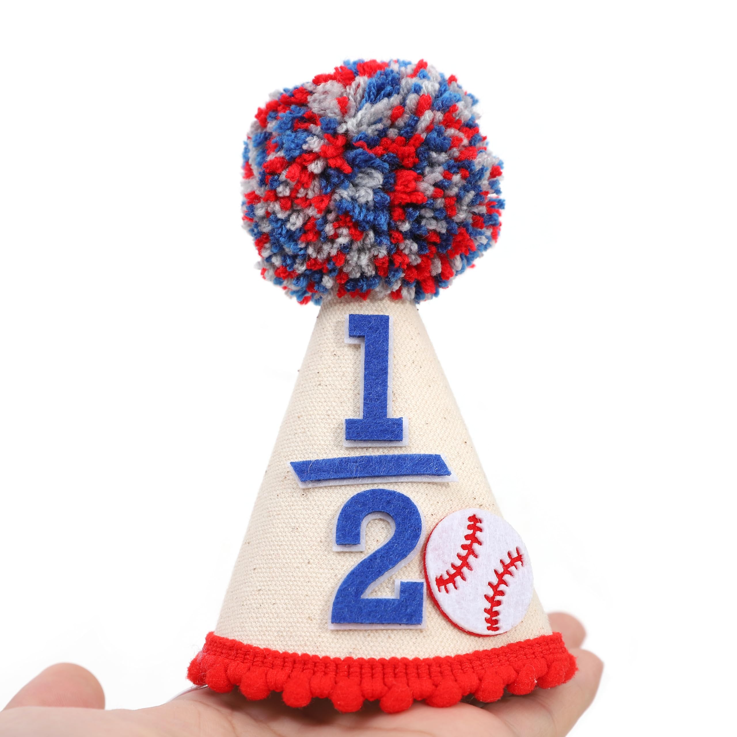 BEADED Baseball Half Birthday Hat cake-time shot prop