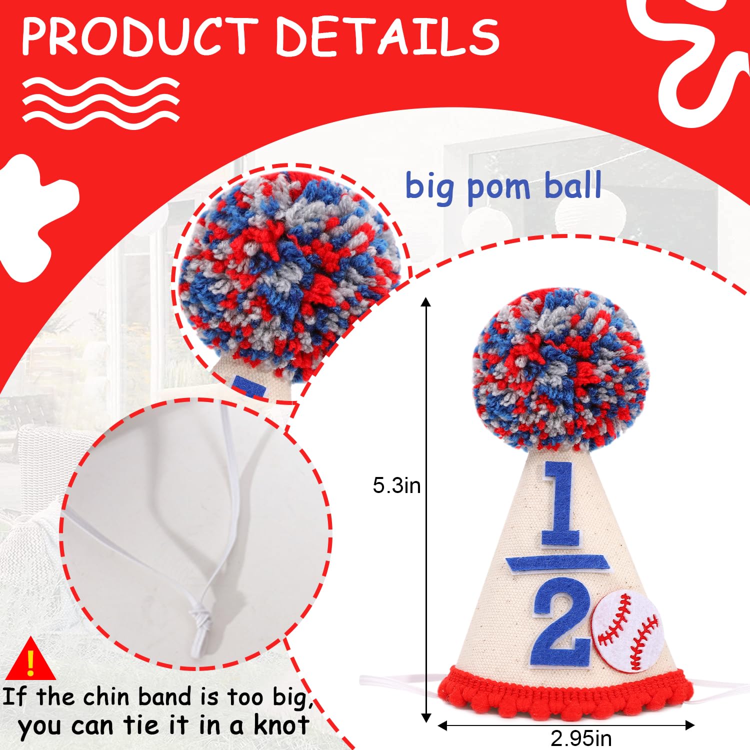 BEADED Baseball Half Birthday Hat on child for cute photos