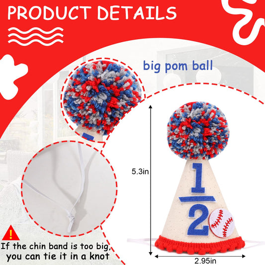 BEADED Baseball Half Birthday Hat on child for cute photos