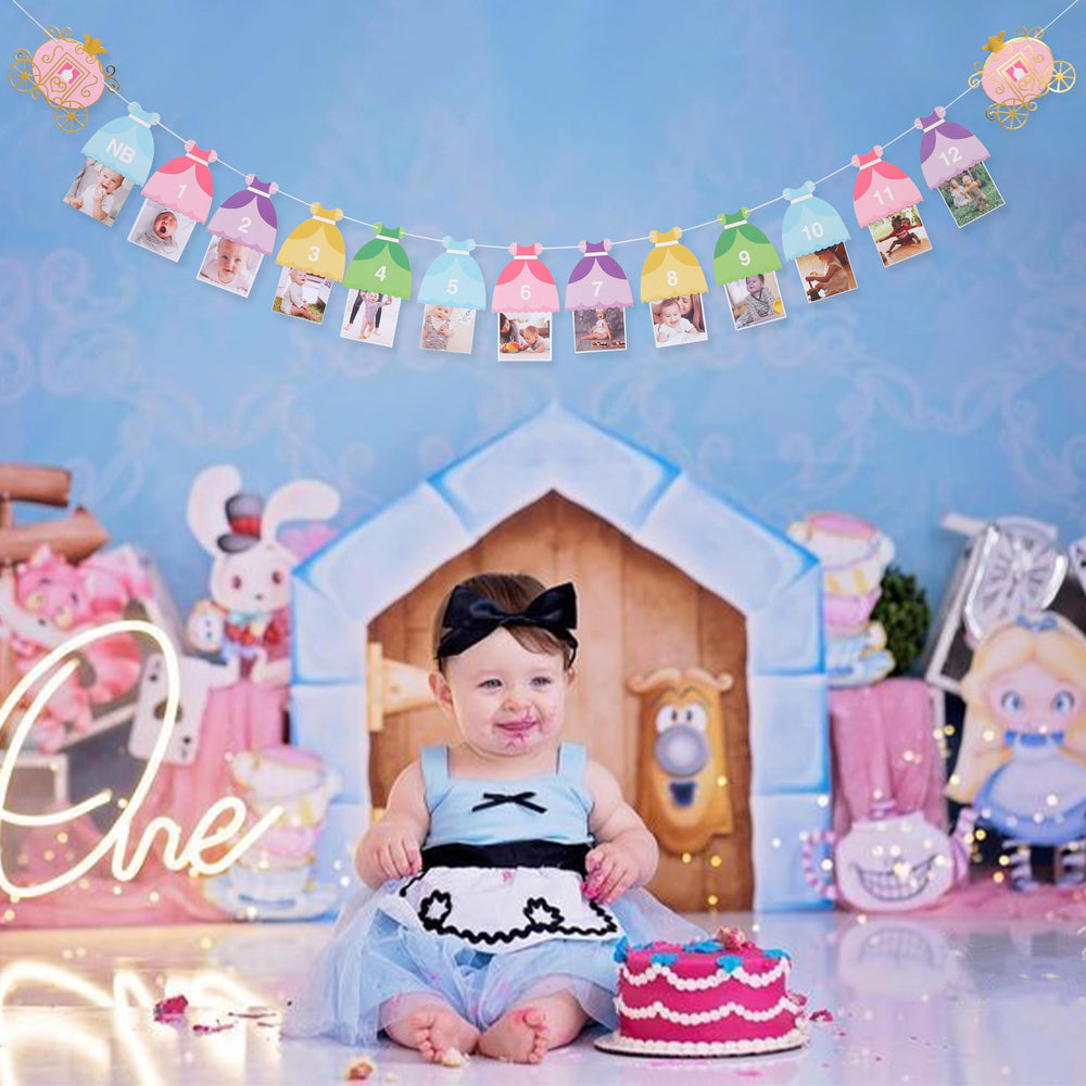BEADED Princess 12 Month Photo Prop Banner offers quick, reusable party photos.