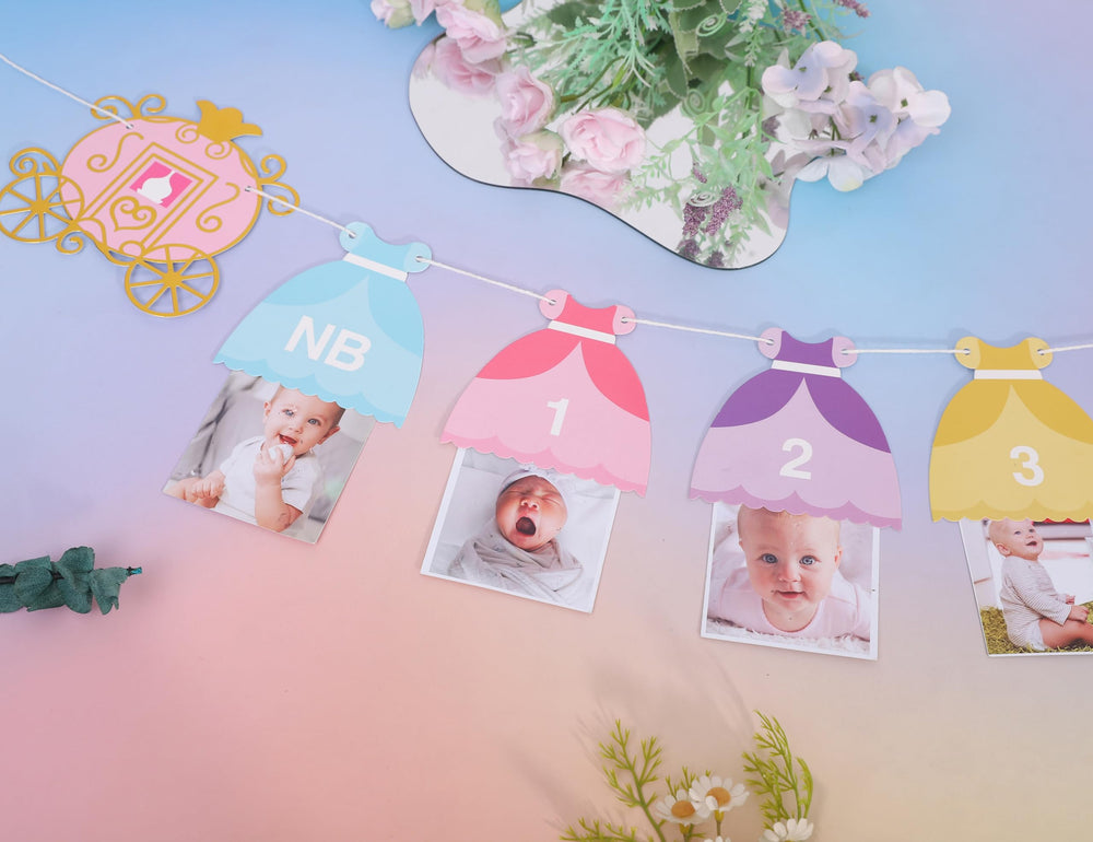 BEADED Princess Bunting Display supports reusable decor for photo moments.