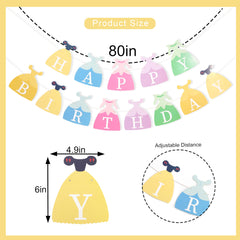 BEADED Princess Dress banner with dress motif, enhances table decor and party ambiance.