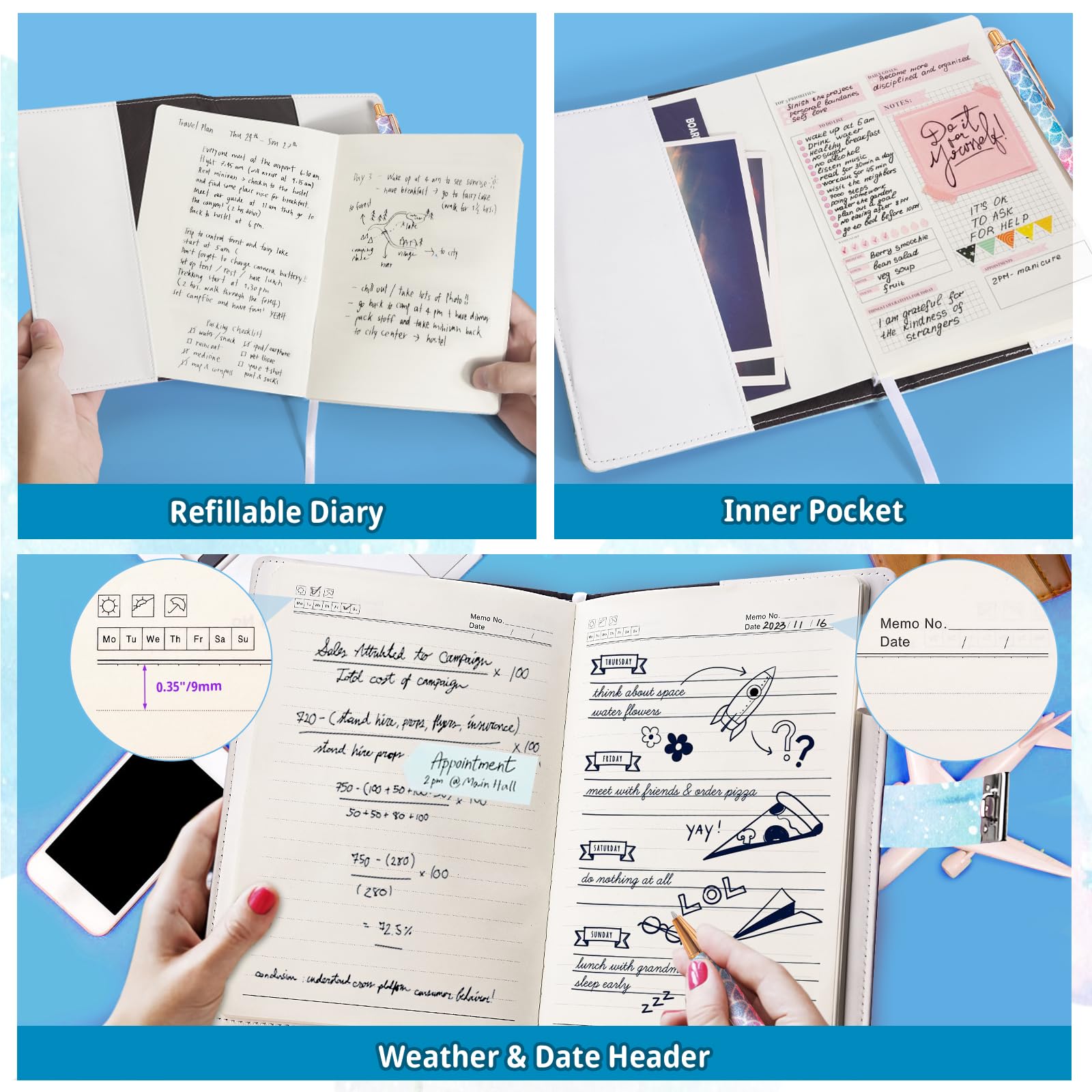 Beadsky Diary refillable inner pages support eco-friendly reuse