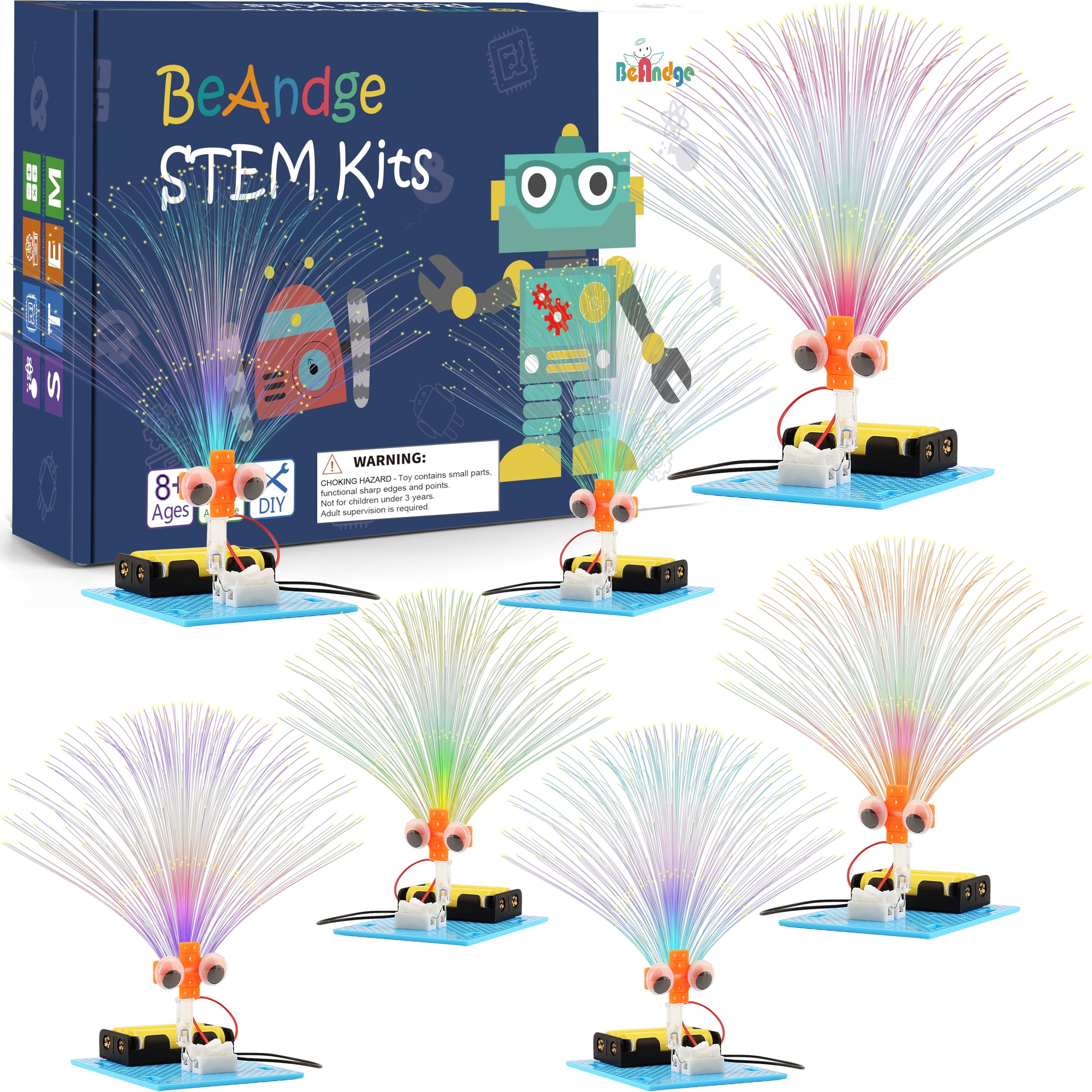 BeAndge 7-pack STEM kit fiber-optic-lamp: colorful learning and hands-on assembly