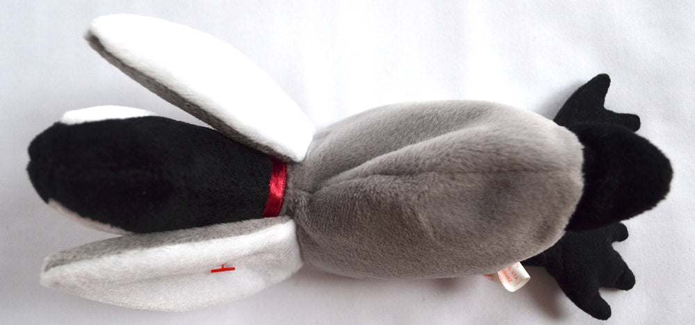 Loosy the Goose back view highlighting black feet and tail feathers, perfect display piece.