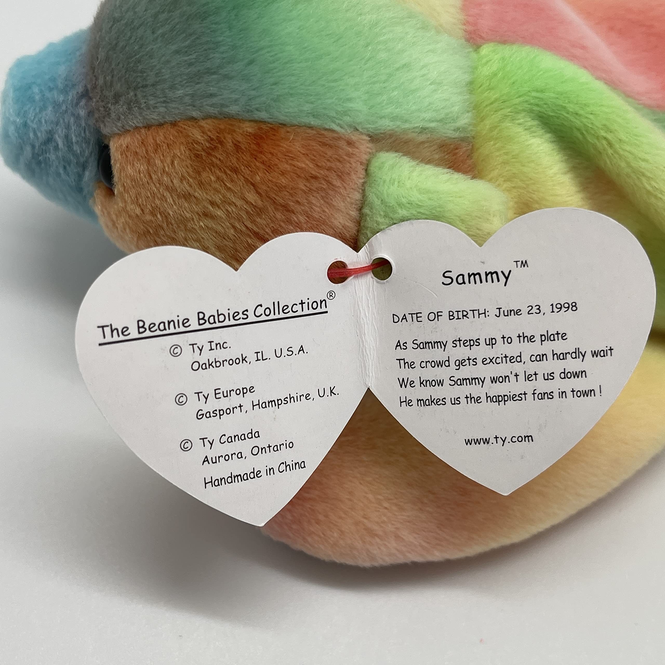 Beanie Babies Sammy the Bear retro display piece from 1999 collection.