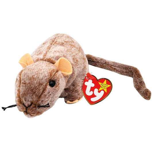 Beanie Babies Tiptoe the Rat front view presents a nostalgic plush ideal for display