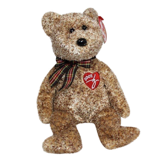 Beanie Babies Ty 2002 Signature Bear on display; ideal for collectors.