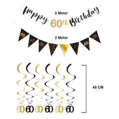 BRT Bearingshui hanging swirls add shimmering movement to 60th party decor.