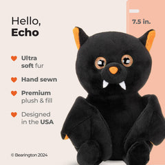 Bearington Bat orange wings brighten Halloween decor and storytelling moments.