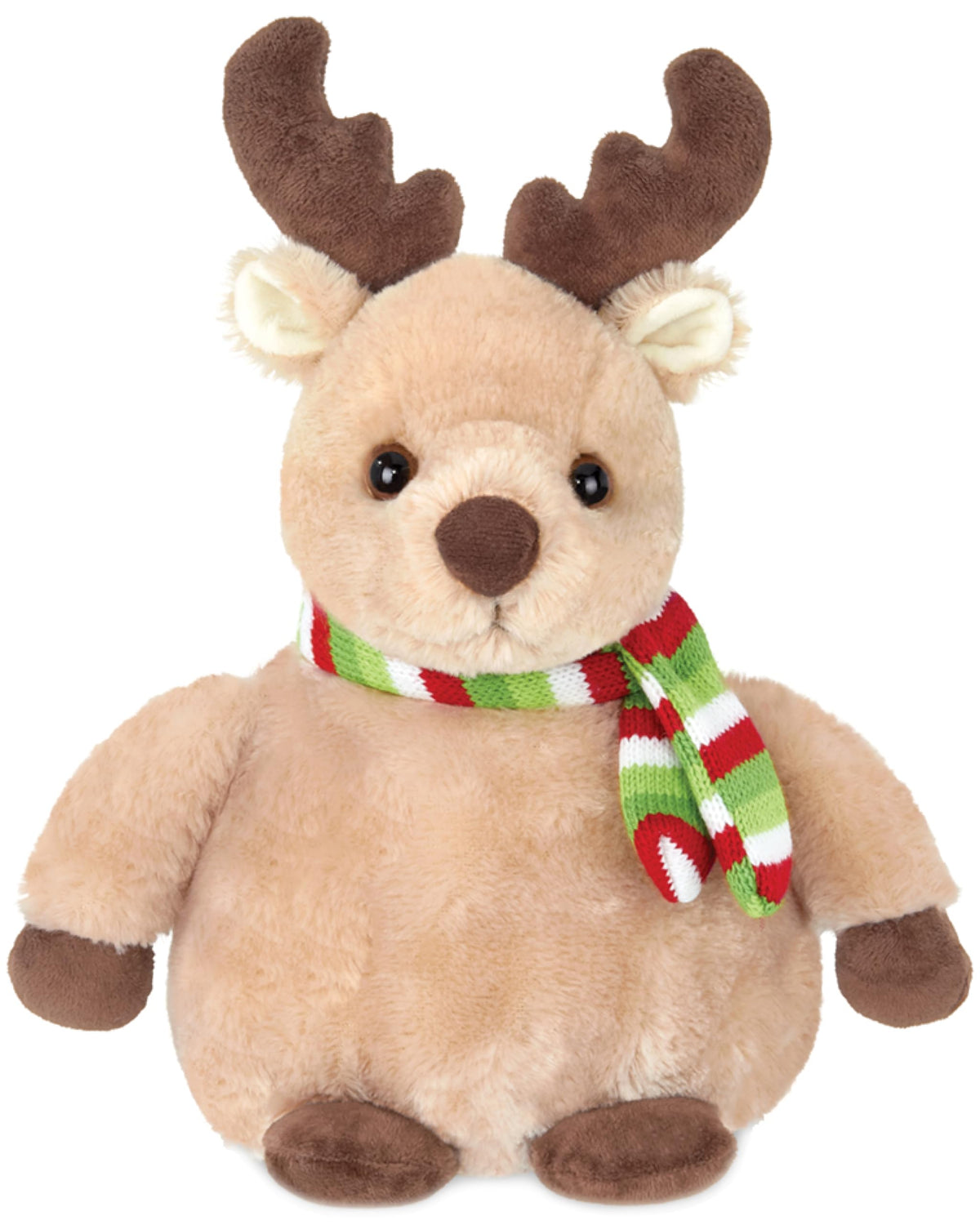 Bearington Big Bucky Reindeer plush with scarf ready for cuddles.