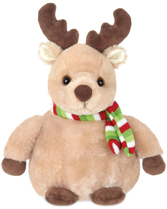 Bearington Big Bucky Reindeer plush with scarf ready for cuddles.
