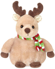 Bearington Big Bucky Reindeer plush with scarf ready for cuddles.