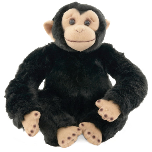 Bearington Bing chimpanzee plush front view shows soft fur and inviting cuddle appeal