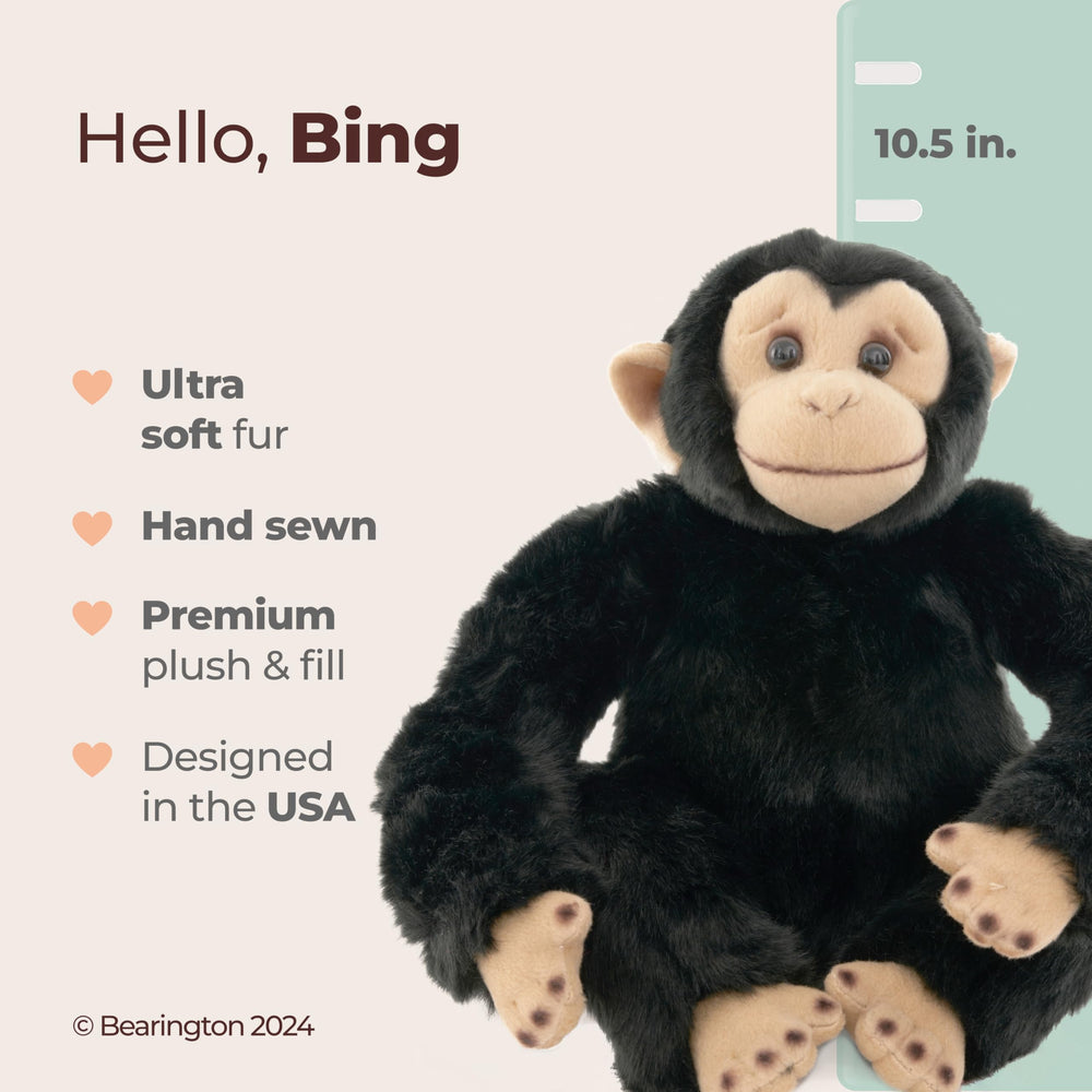 Bearington Bing plush side view highlights lifelike posture for imaginative play