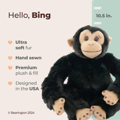 Bearington Bing plush side view highlights lifelike posture for imaginative play