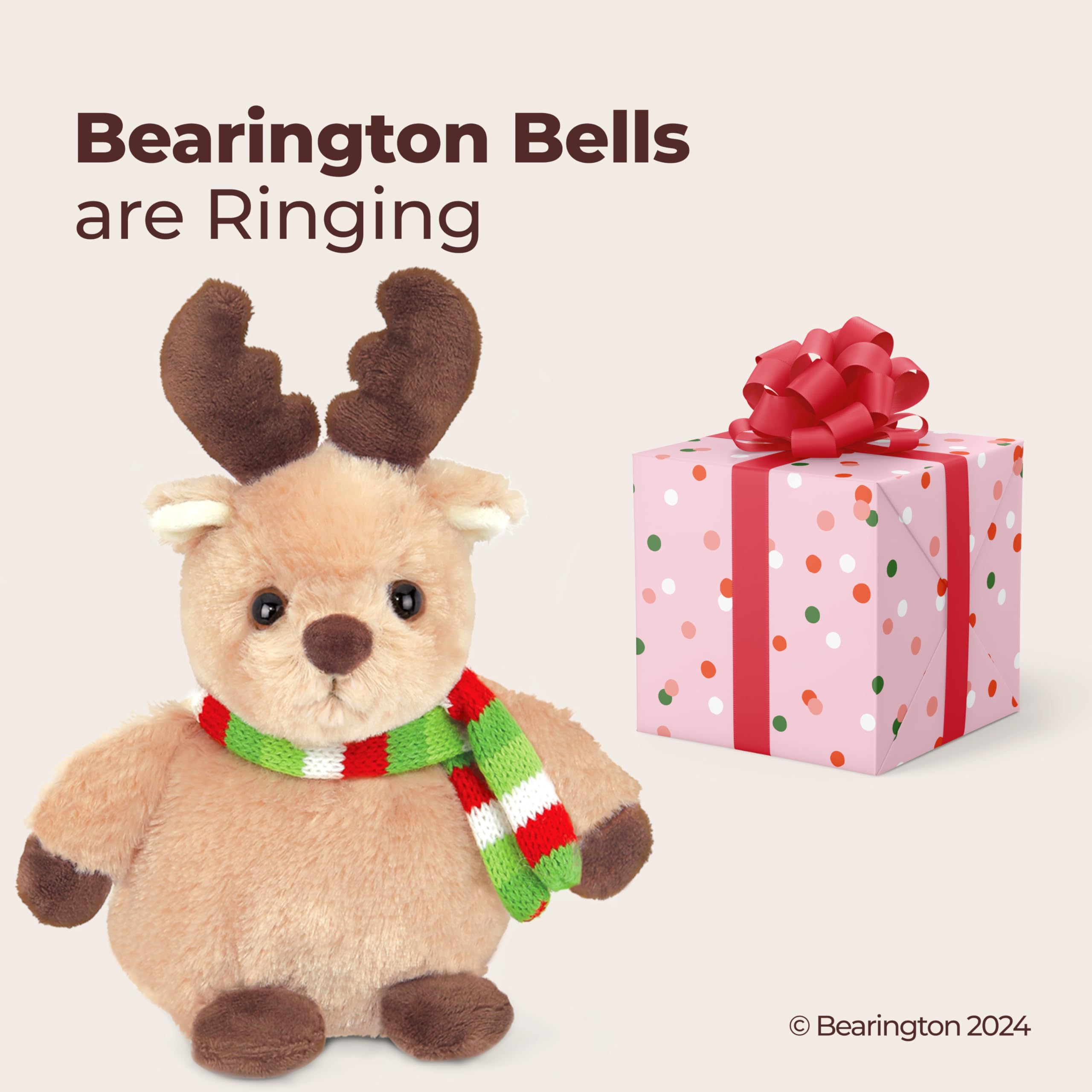 Bearington Bucky Reindeer plush with a welcoming, gentle look.