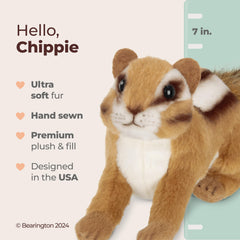 Bearington Chippie 7-inch plush tail and velour belly for bedtime snuggles.