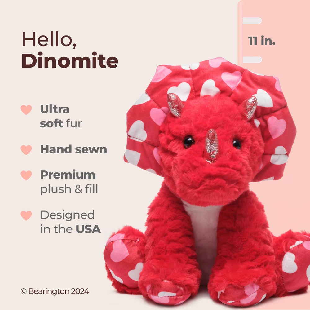 Bearington Dinomite Valentine plush with heart-themed design, perfect as a Valentine's gift.