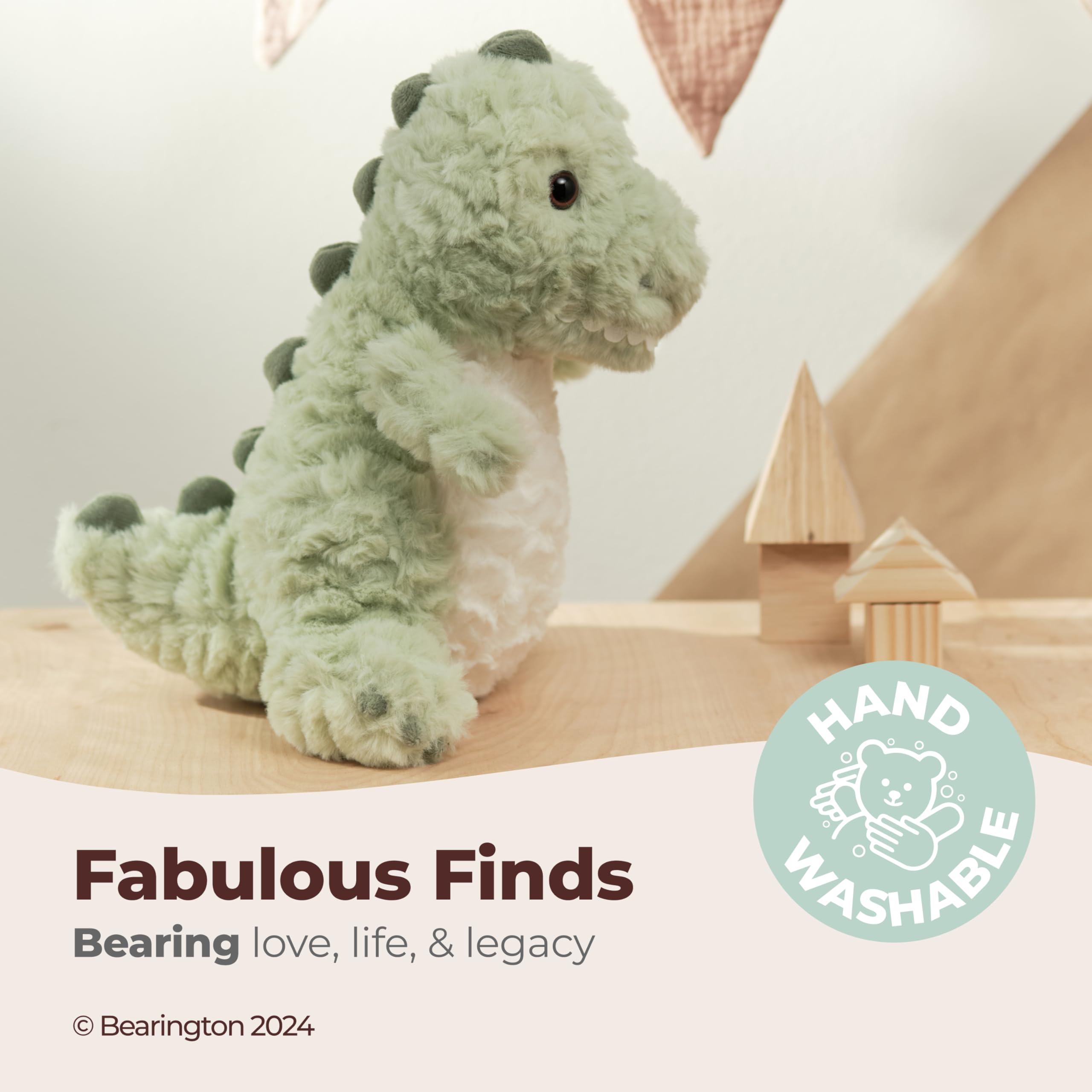Bearington Dinosaur Plush kid hug offers comforting companionship during story time.
