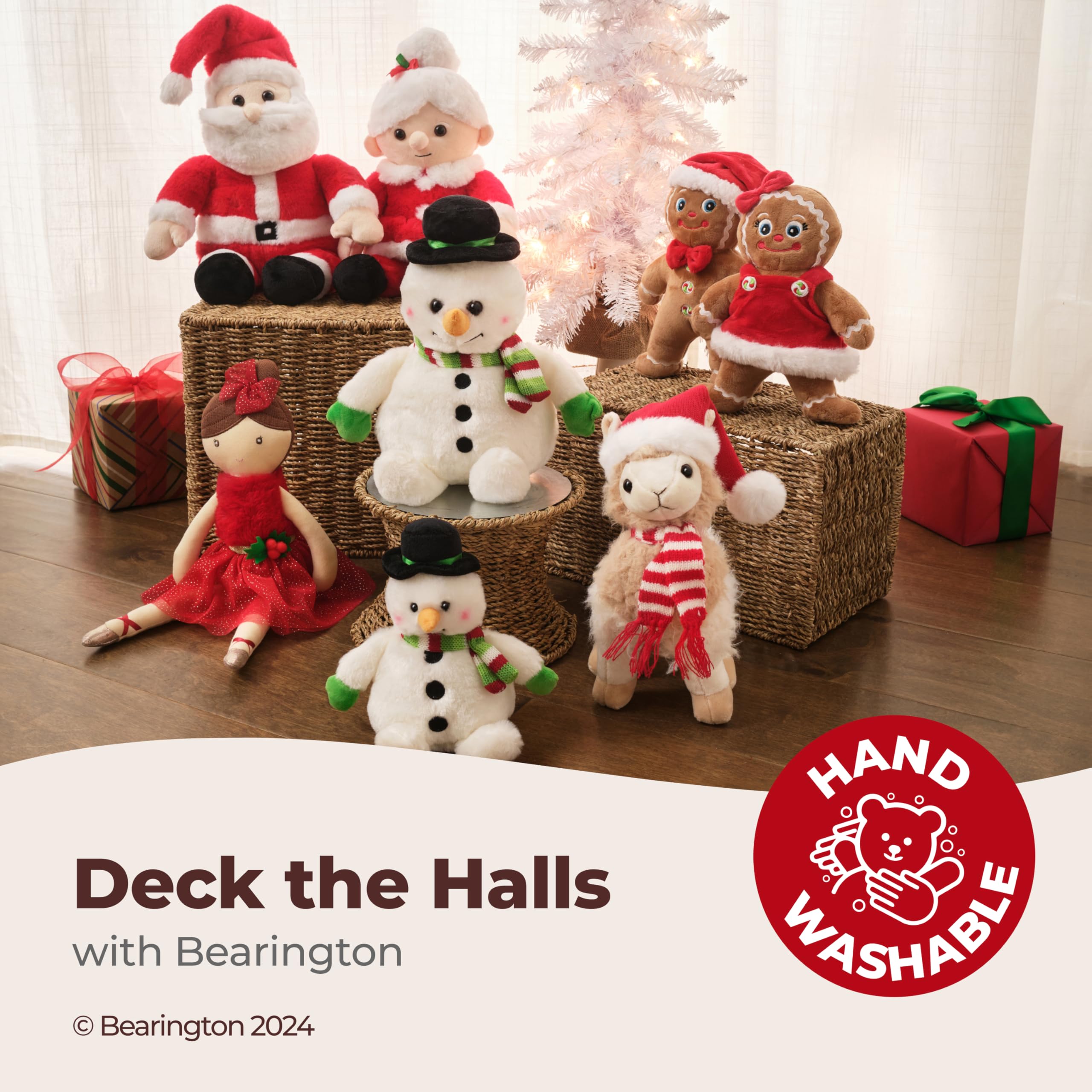 Bearington Jolly Gingerbread plush shows bean bag weights for stable, upright display