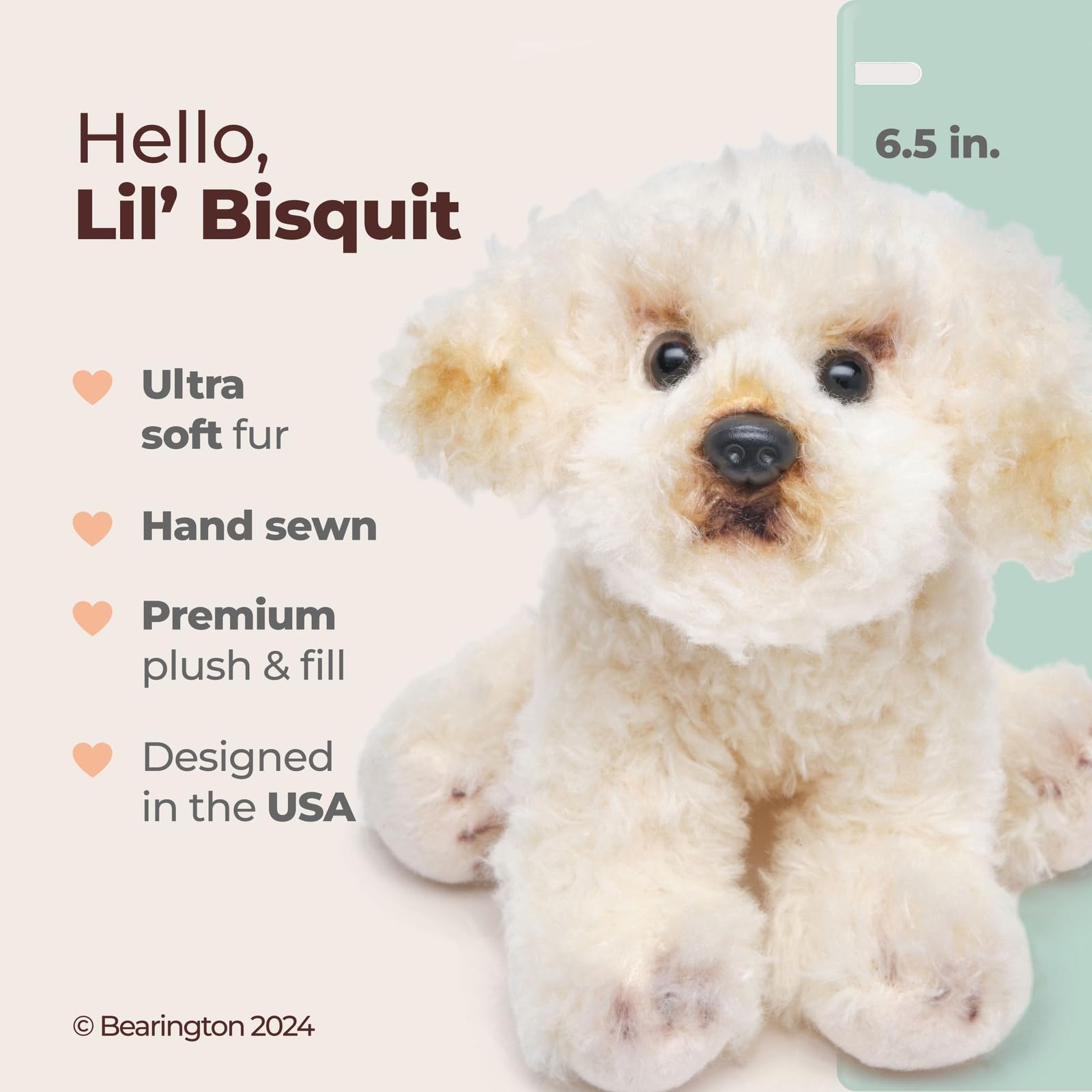 Bearington Lil' Bisquit face plush, lifelike charm for playtime.
