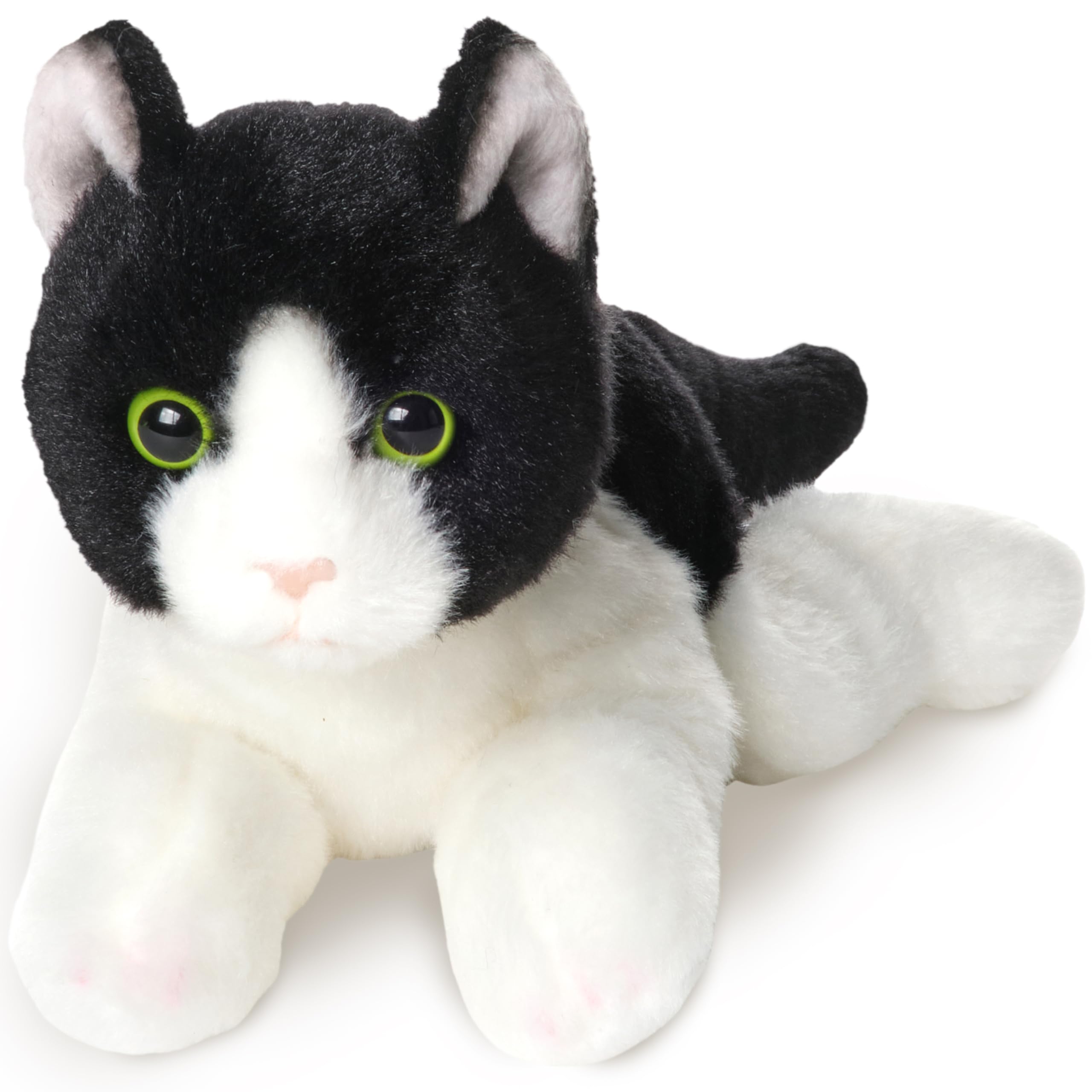 Bearington Lil' Domino tuxedo cat plush face detail with ultra-soft fur for cuddling.