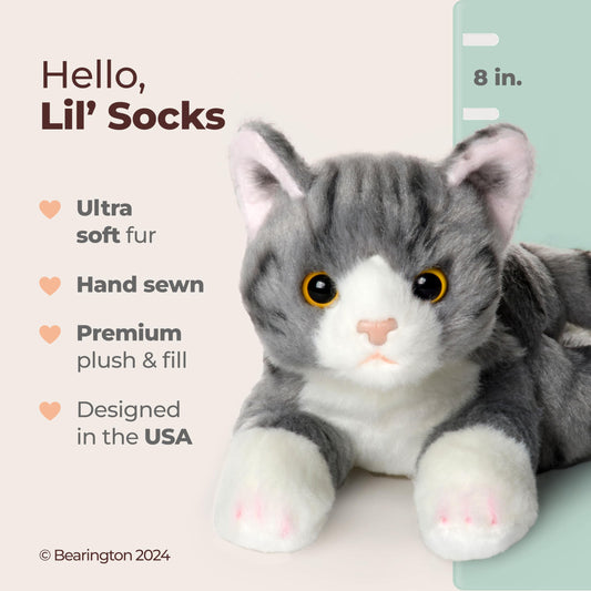 Bearington Lil' Socks realistic face detail for imaginative play.