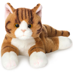 Bearington Lil' Tabby orange cat plush, 8-inch size, perfect for hugs and imaginative play.