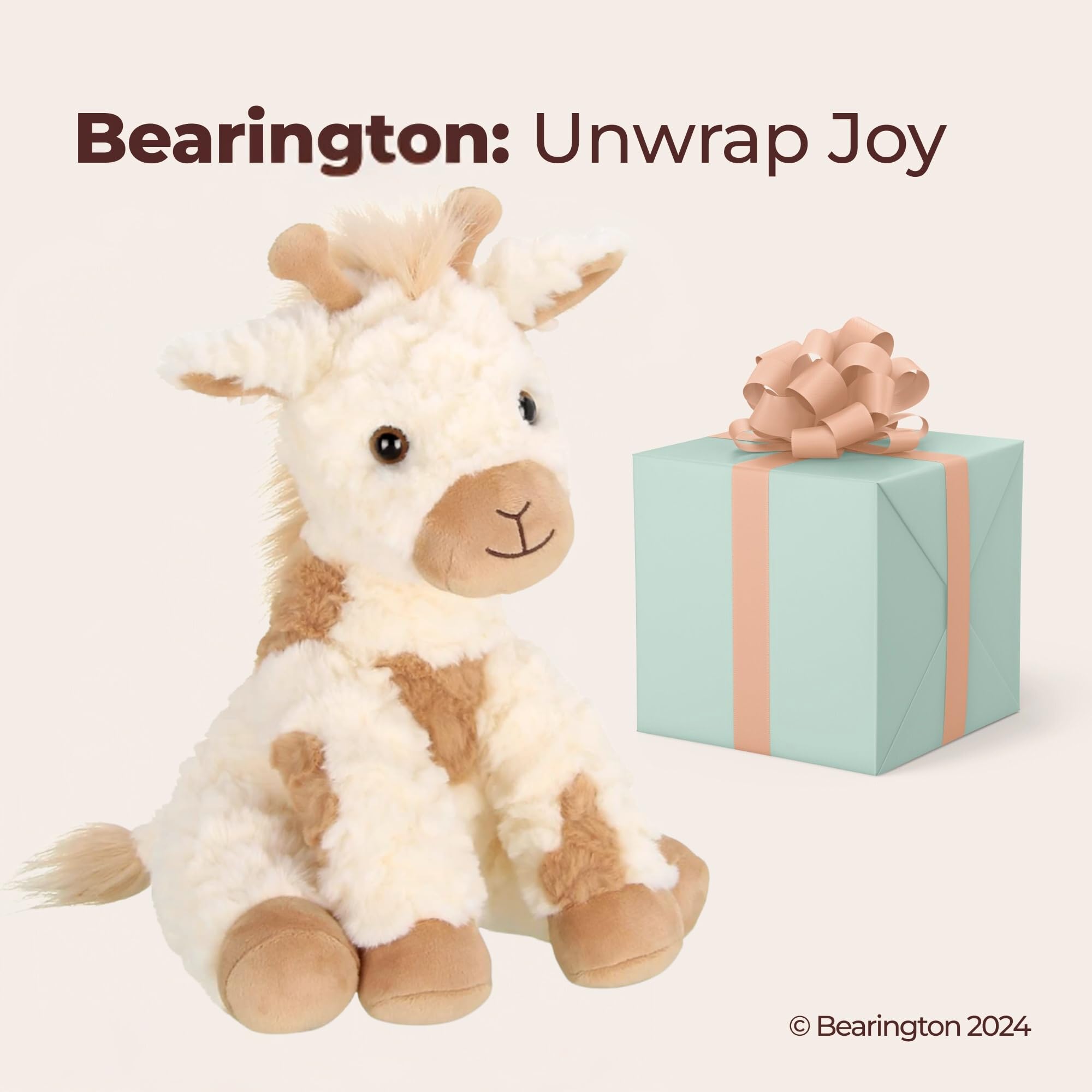 Bearington Lofty bedtime cuddle giraffe plush with bean bag-weighted bottom.