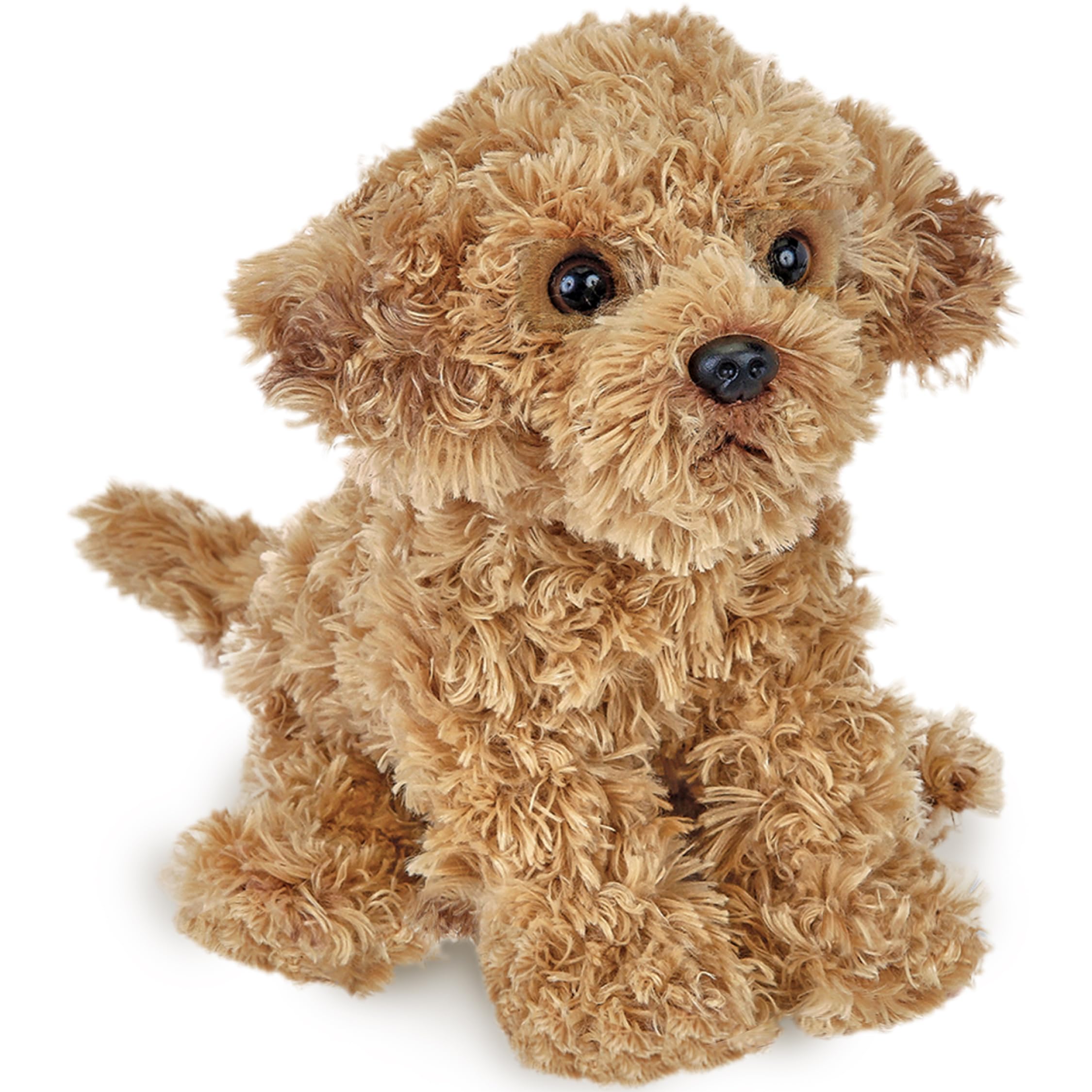 Bearington Lovely Doodles caramel dog plush front view for cozy cuddles.