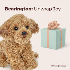 Child holding Bearington Lovely Doodles plush for gentle playtime.