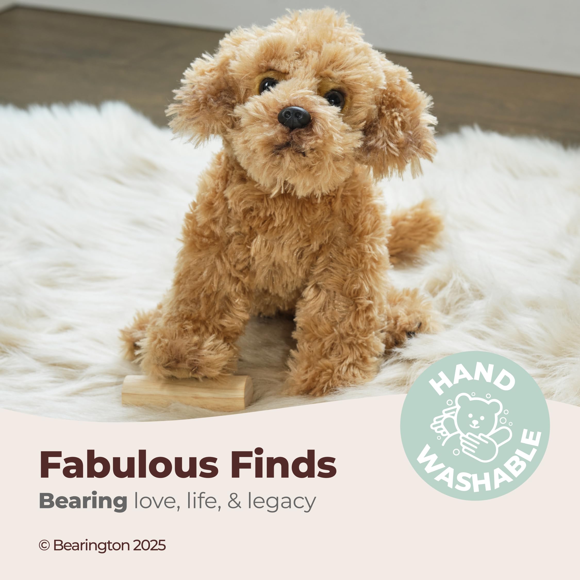 Bearington Lovely Doodles caramel dog plush sitting pose inspires imaginative play.