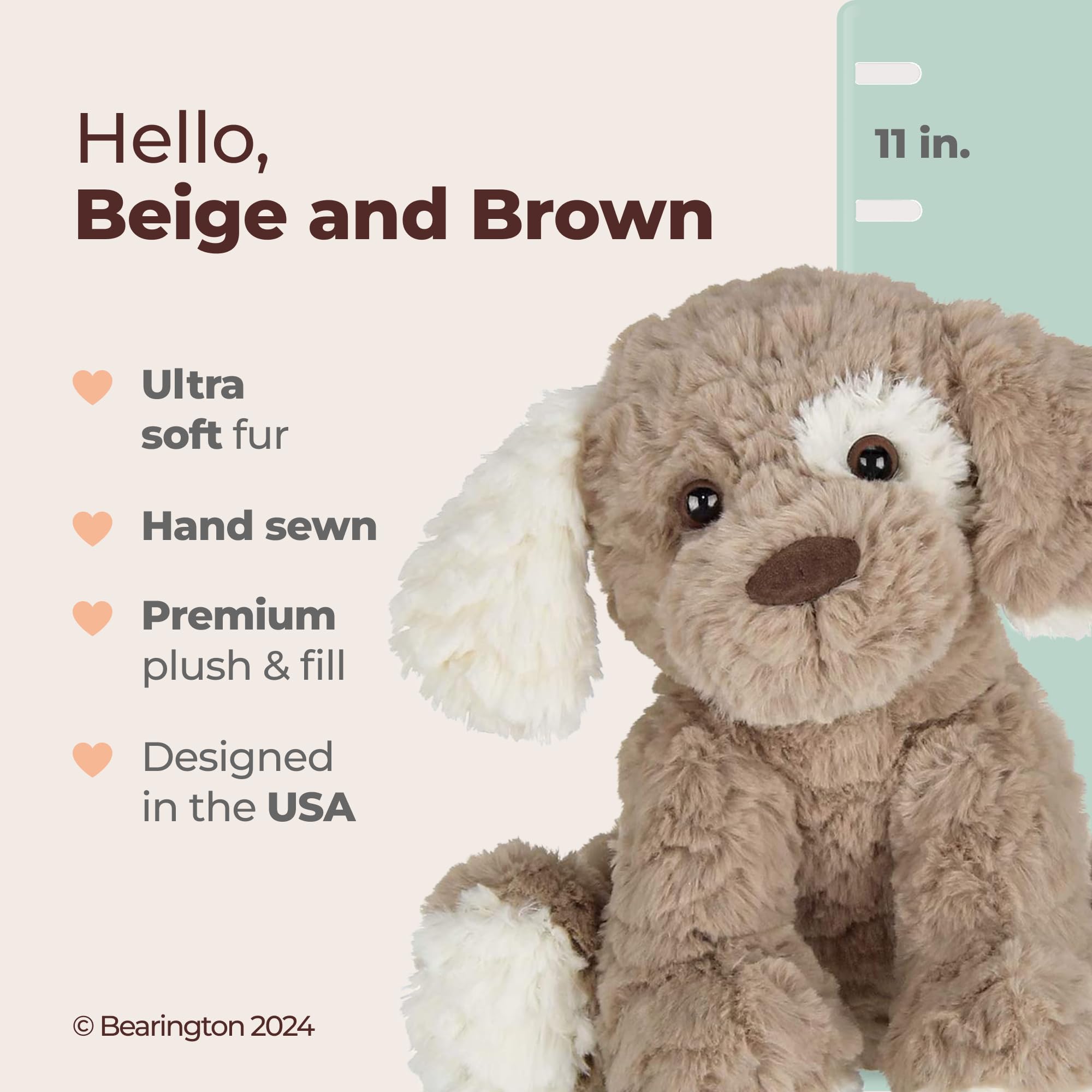 Bearington Pal dog plush with floppy ears for expressive play.