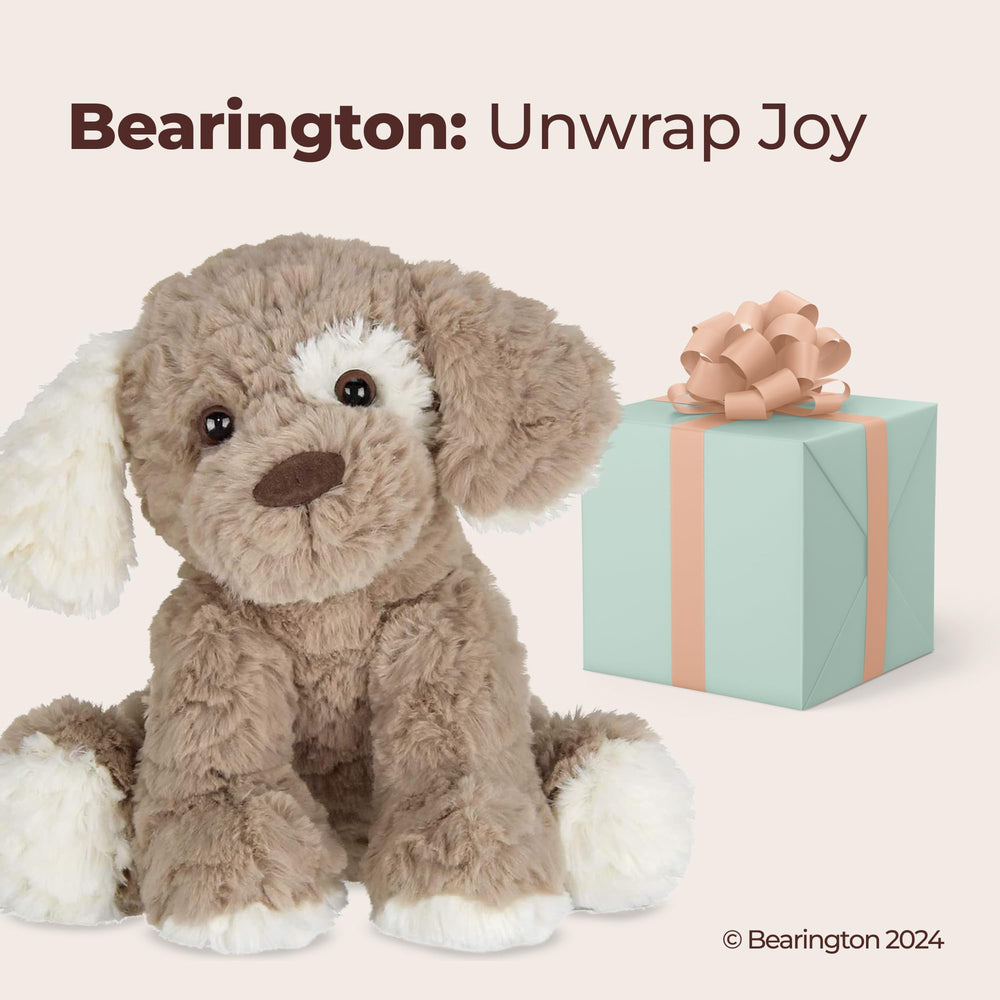 Bearington Pal dog plush beige and brown fits versatile play and decor.