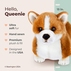 Bearington Queenie Corgi plush soft fur detail ideal for cozy cuddles