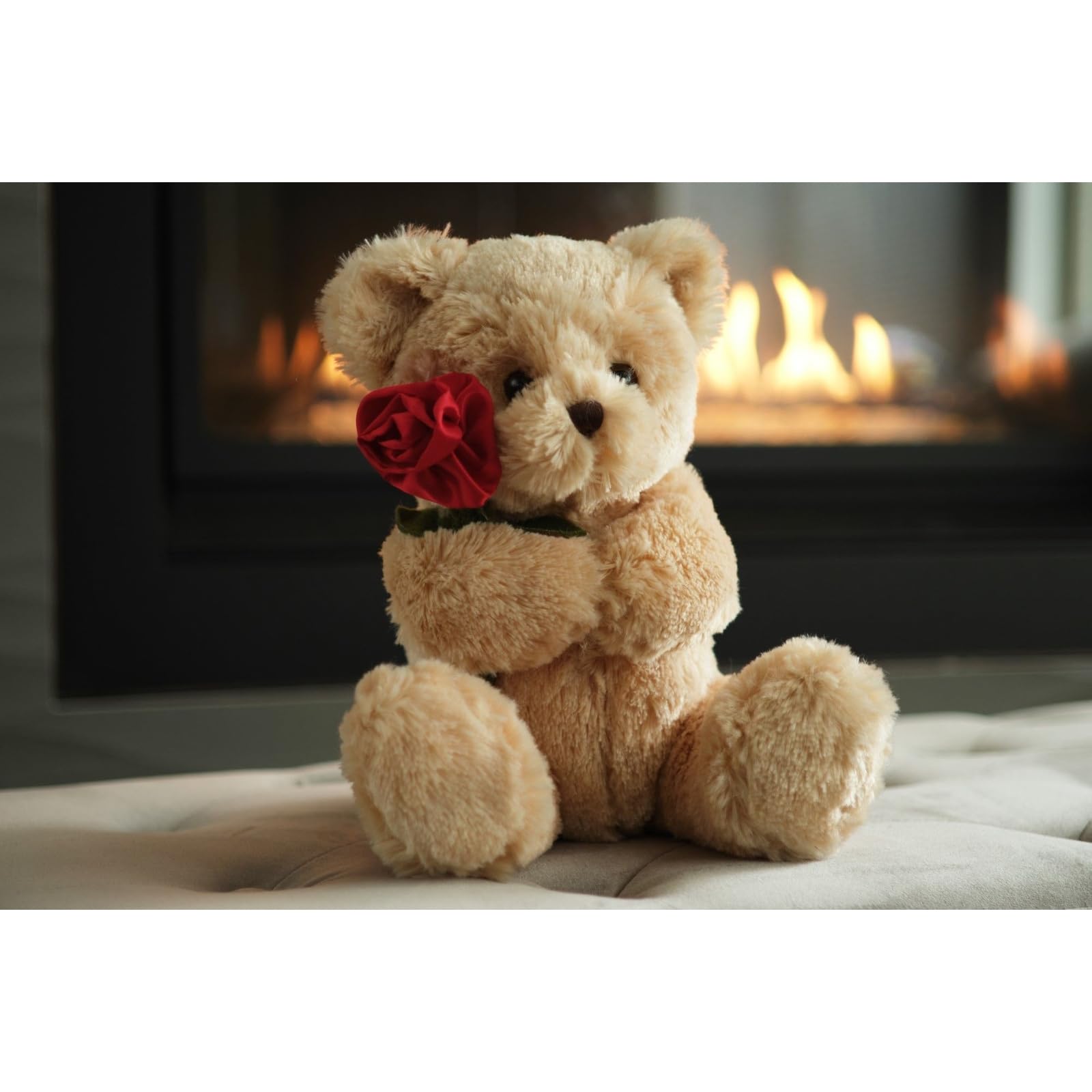 Close-up of Bearington Remington teddy bear's soft plush fabric.
