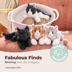 Bearington Lil' Tabby plush with soft fur for bedtime cuddles.