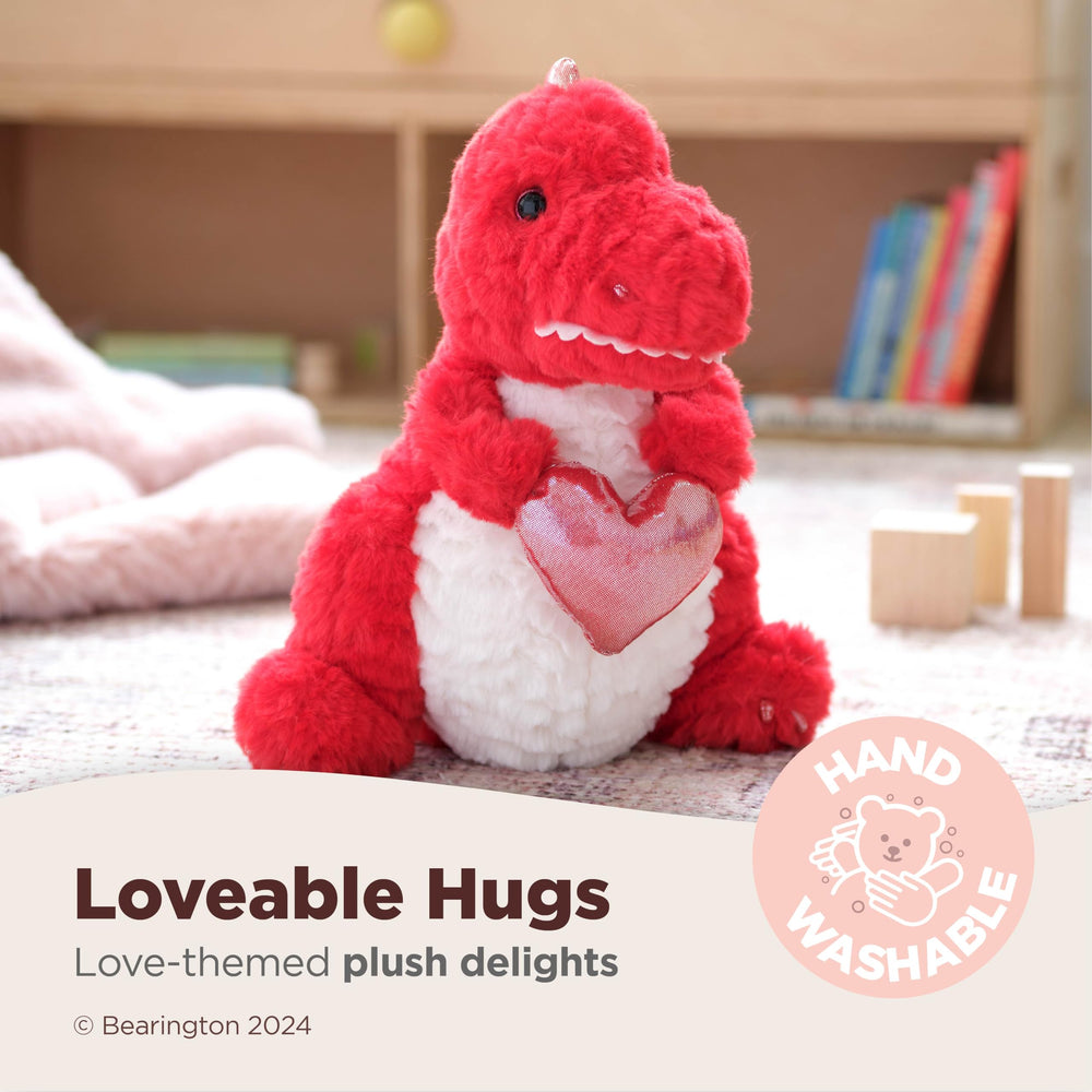 Bearington T-Riffic Love Dinosaur close-up fur, showing soft plush texture for kids' playtime.