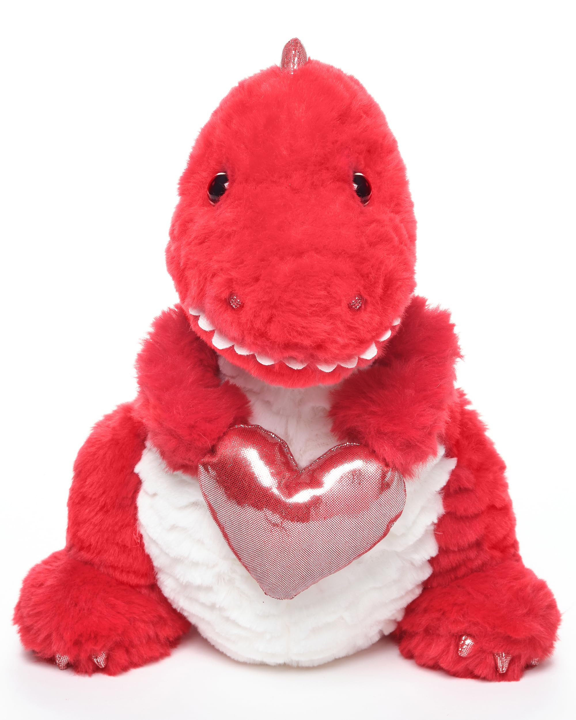 Bearington T-Riffic Love Dinosaur 12in front view plush, perfect cuddle companion for kids.