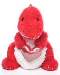 Bearington T-Riffic Love Dinosaur 12in front view plush, perfect cuddle companion for kids.