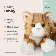 Bearington Tabby Cat Plush floppy body adds playful realism for kids
