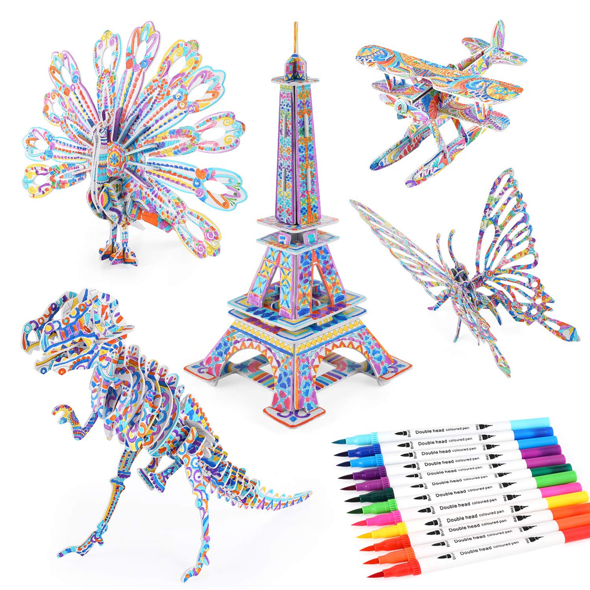 BEARUN 3D butterfly model coloring for kids to spark creativity and fine motor skills.
