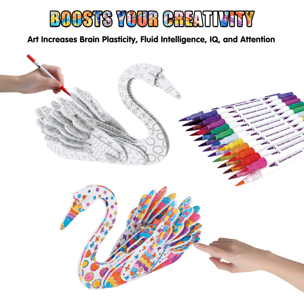 BEARUN 3D coloring peacock model with vibrant patterns for color awareness