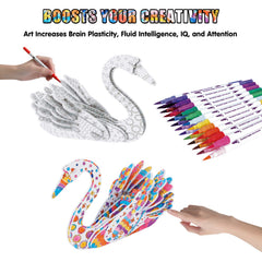 BEARUN 3D coloring peacock model with vibrant patterns for color awareness